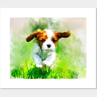 Cavalier King Charles Spaniel puppy watercolor Posters and Art